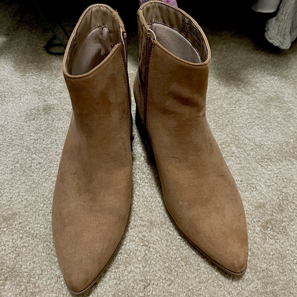 Brown booties, never worn. Size 6.5.